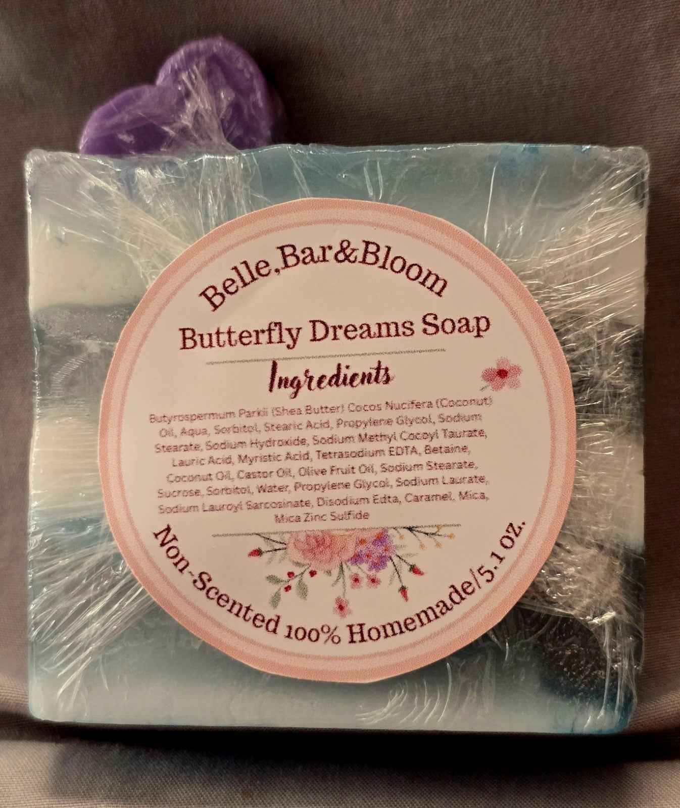 Butterfly Bliss Glow in the Dark Soap | Handmade Artisan Bar | Unscented | Decor