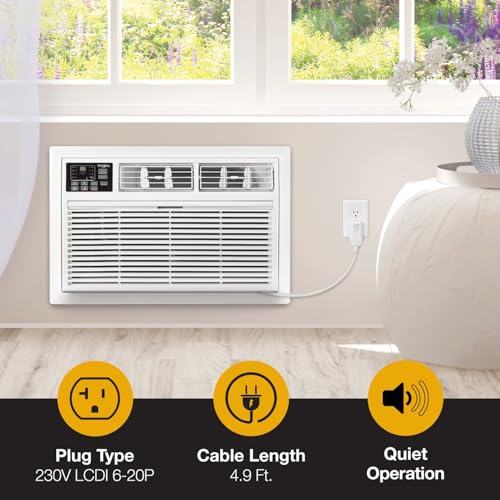 Whirlpool 12,000 BTU 230V Through-the-Wall Air Conditioner with Supplemental Heat, Dehumidifier and Remote, Wall AC Unit for Apartment, Living Room and Medium Rooms up to 550 Square Feet in White