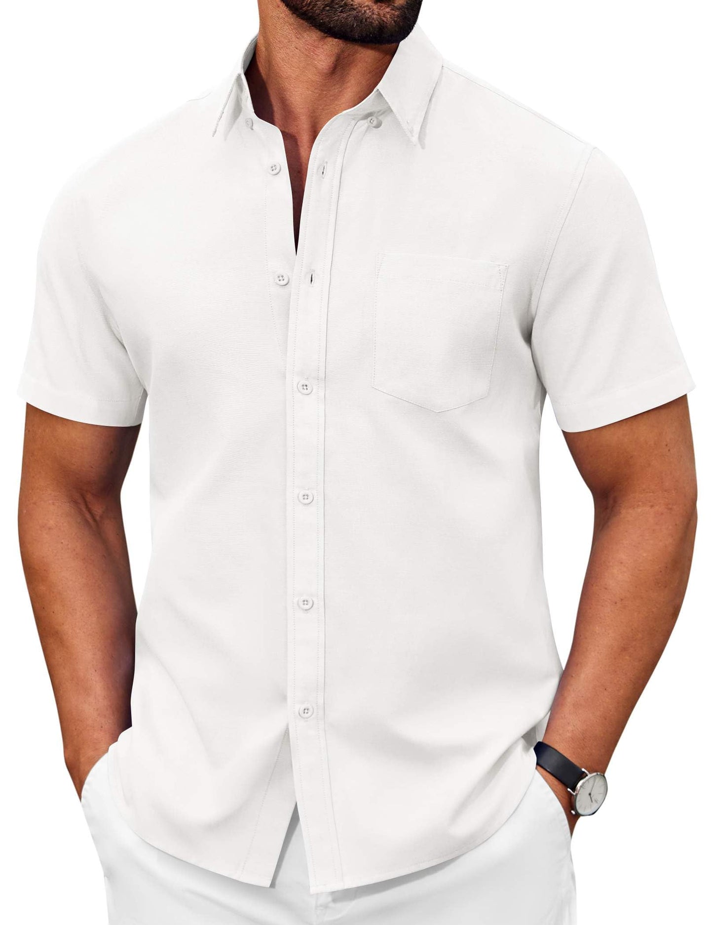 COOFANDY Men's Short Sleeve Oxford Shirt Casual Button Down Shirts Summer Untucked Dress Shirt with Pocket