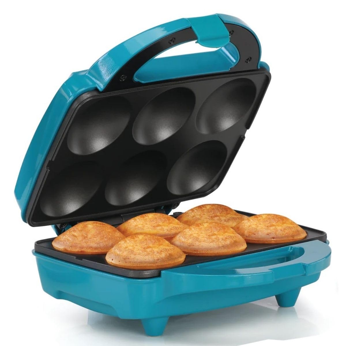 Holstein Housewares - Non-Stick Cupcake Maker, Teal - Makes 6 Cupcakes, Muffins, Cinnamon Buns, and more for Birthdays, Holidays, Bake Sales or Special Occasions