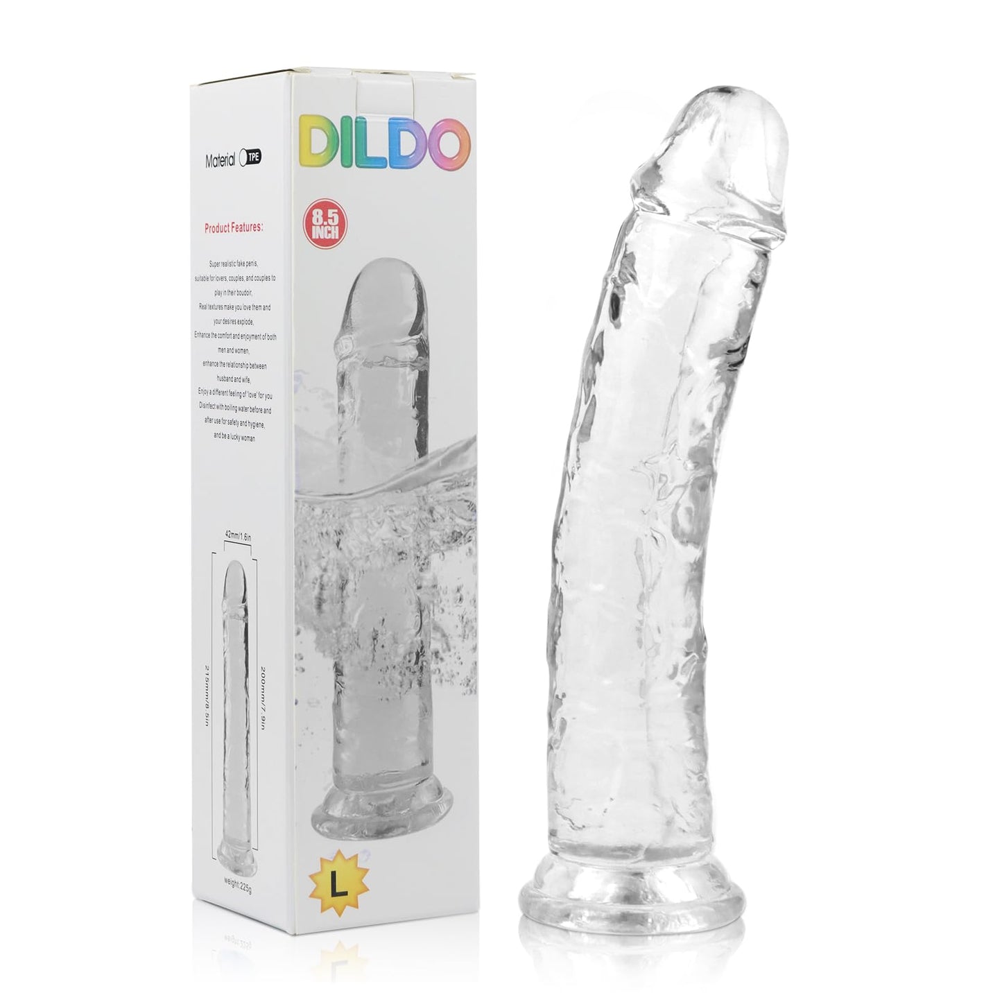 9 Inch Colorful Silicone Dildo, Blue-Yellow Clear Soft Flexible Dildo with Strong Suction Cup for Hands Free Play, Adult G-Spot Sex Toys for Vaginal and Anal Stimulation