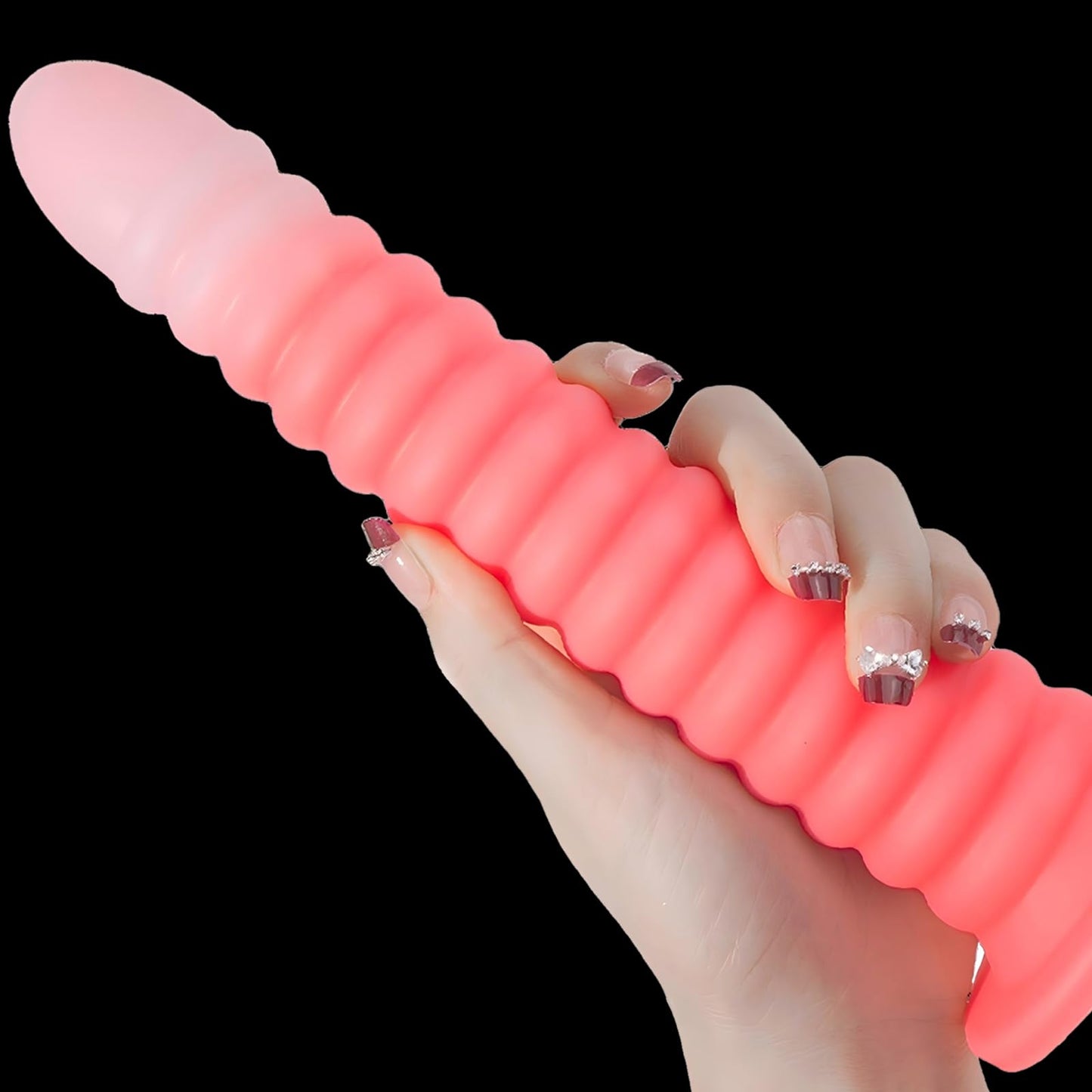 Pink Fantasy Anal Plug,Premium Liquid Silicone Colorful Glowing Penis Toy for Vaginal and Anal Sex,Equipped with Strong Suction Cups for Women Men Couples.