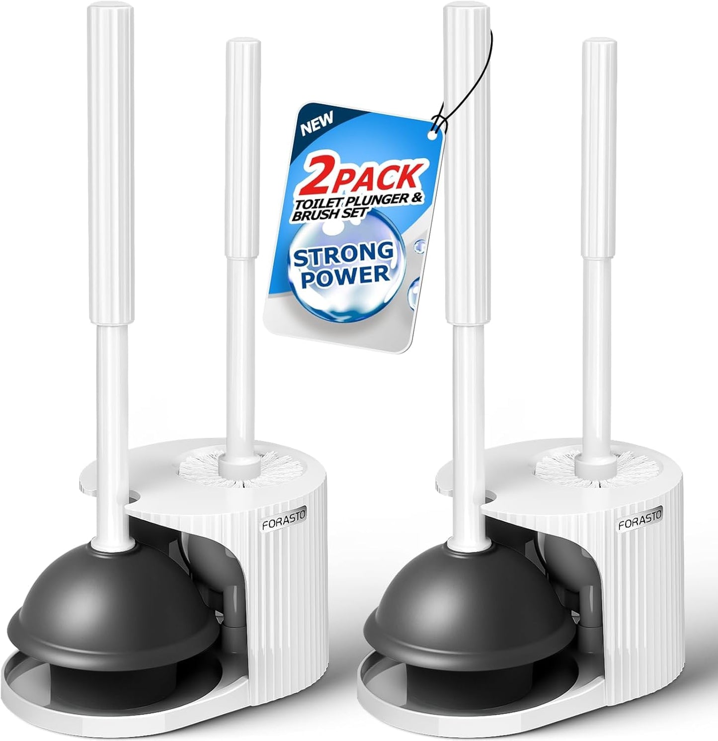 FORASTO Toilet Plunger and Brush Set,Toilet Bowl Brush Plunger Set