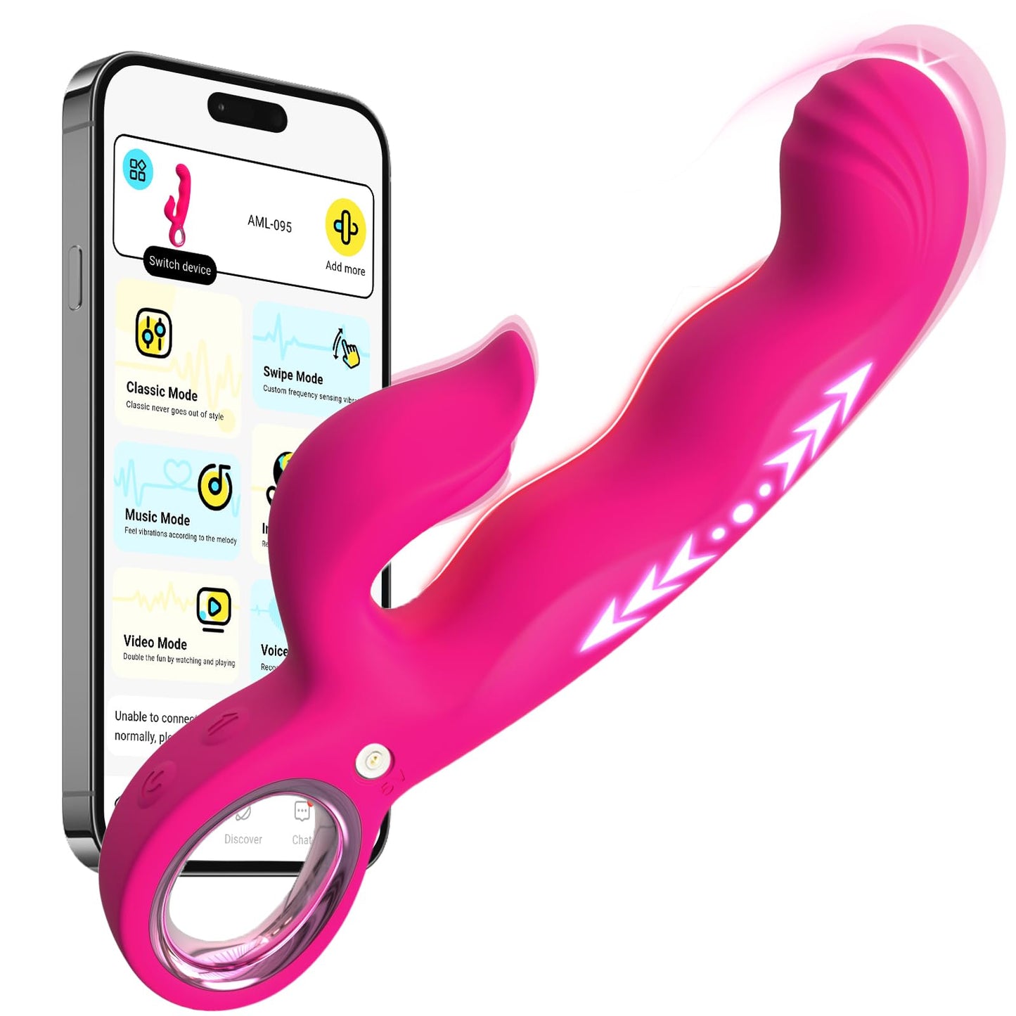 OQMENT Thrusting Rabbit Vibrator for Women, Upgraded Finger Shaped G-Spot Stimulator with 7 Thrusting & 7 Vibrating Modes for Dual Stimulation, Waterproof Adult Sex Toys for Solo & Couples
