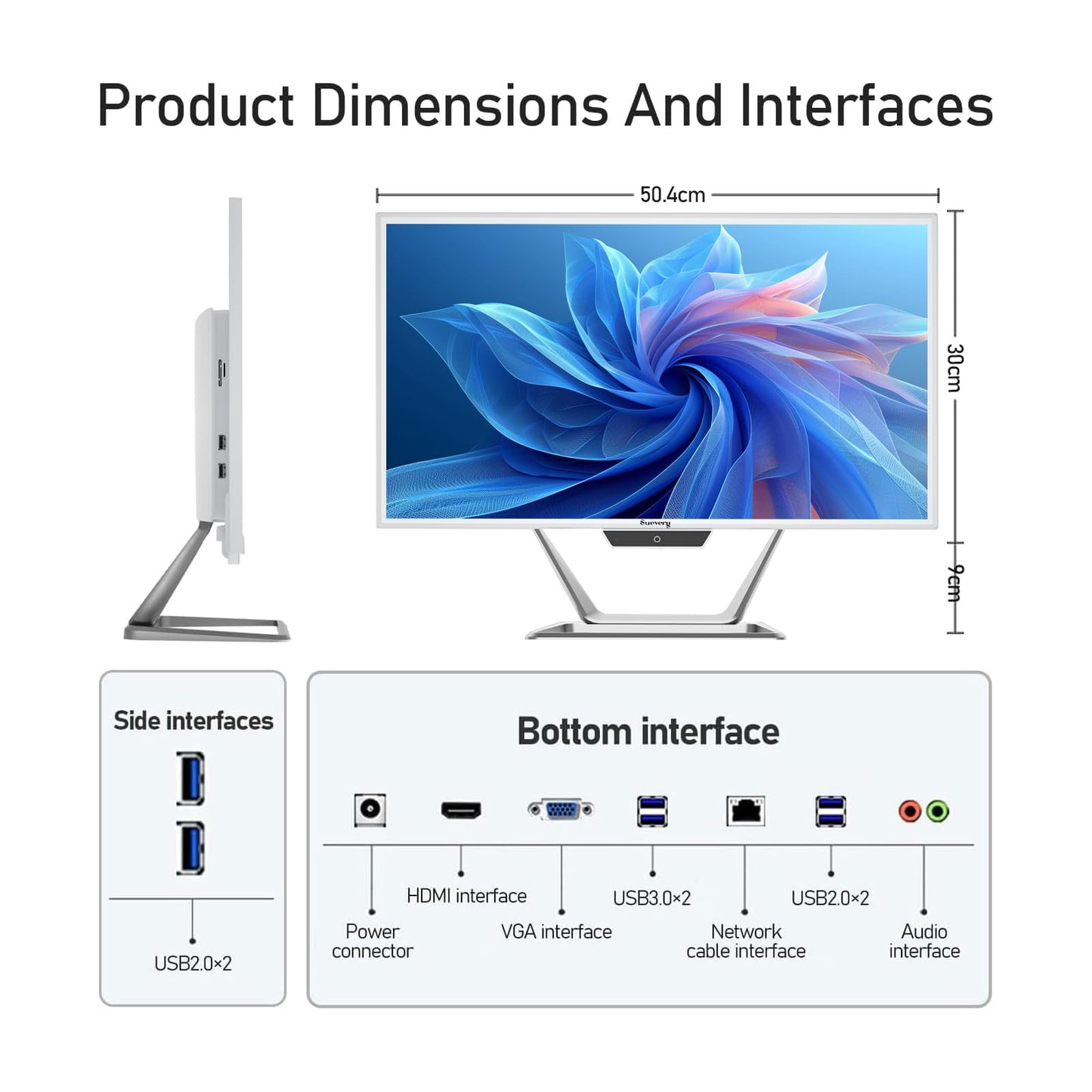 suevery All-in-One PC 21.5 AIO Desktop Computer Core I5, 256G SSD 16G RAM, Wi-Fi6, 1080P Gaming All in One 22" FHD Business Display for Home Office with Keyboard & Mouse (GB, 256)