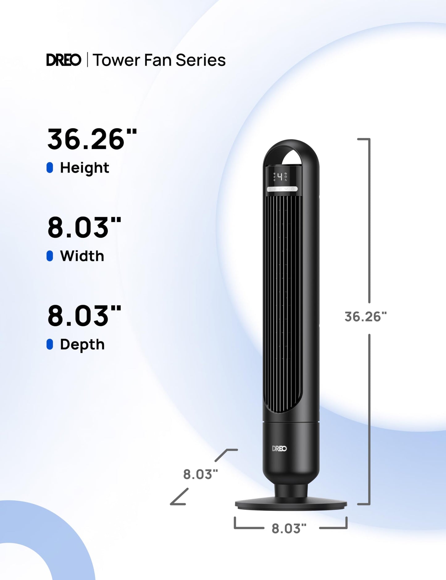 DREO Tower Fan for Bedroom, 90° Oscillating Standing Fans for Room with 4 Speeds, 3 Modes, 28dB Quiet for Sleep, 25ft/s Velocity, 8H Timer, Remote, Living Room, Office, Home, TF117