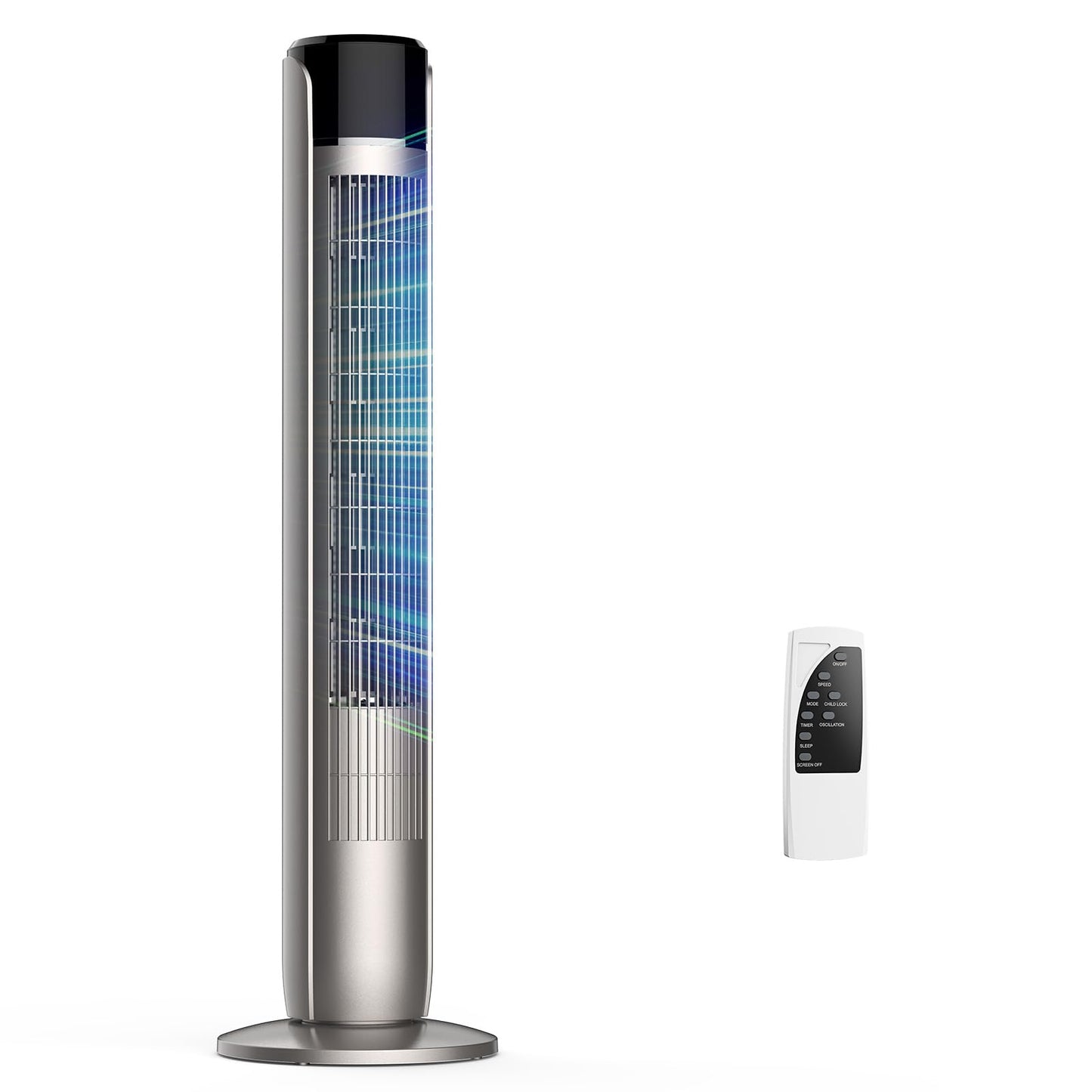 OLIXIS Tower Fan for Bedroom, 60°Oscillating Fan with Remote, 25ft Far, 28dB Quiet Electric Standing Fan, 12 H Timer, 5 Speeds, 4 Modes, Bladeless Floor fan for Home, Office, Indoor, 36 Inch