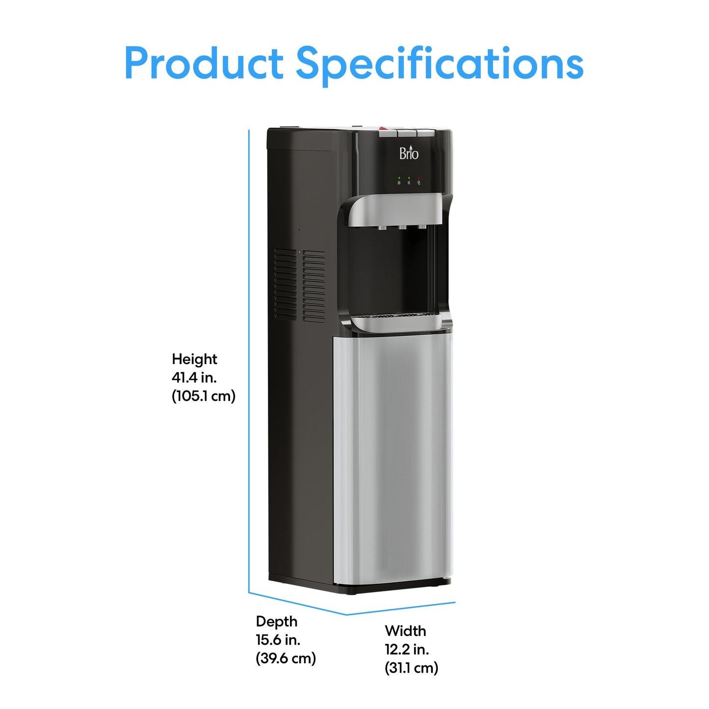 Brio - CLBL420V2 Bottom Loading Water Cooler Water Dispenser – Essential Series - 3 Temperature Settings - Hot, Cold & Cool Water - UL/Energy Star Approved