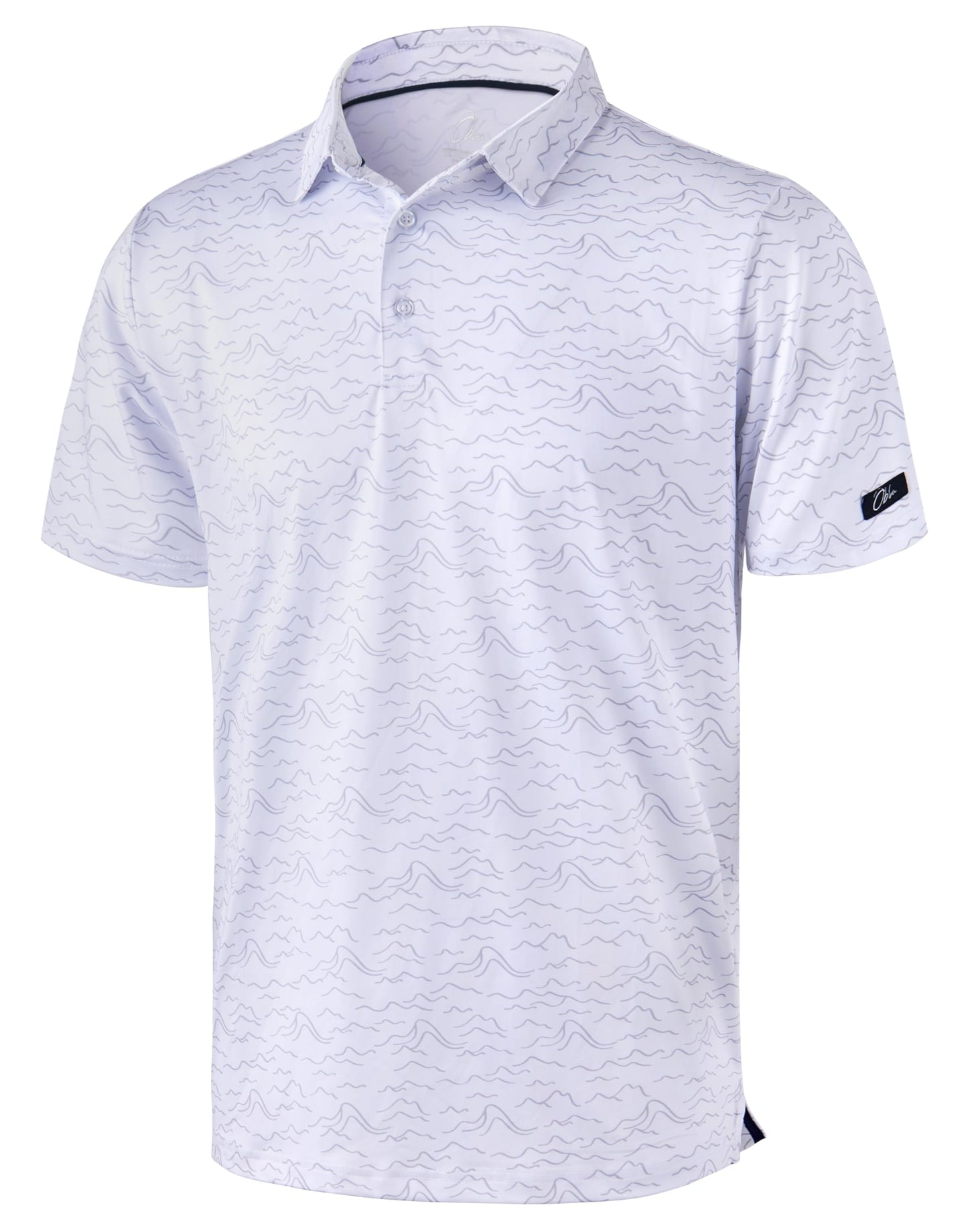 Obla Mens Golf Polo Shirts Short Sleeve Dry Fit Performance Moisture Wicking Casual Print Collared Golf Shirts for Men