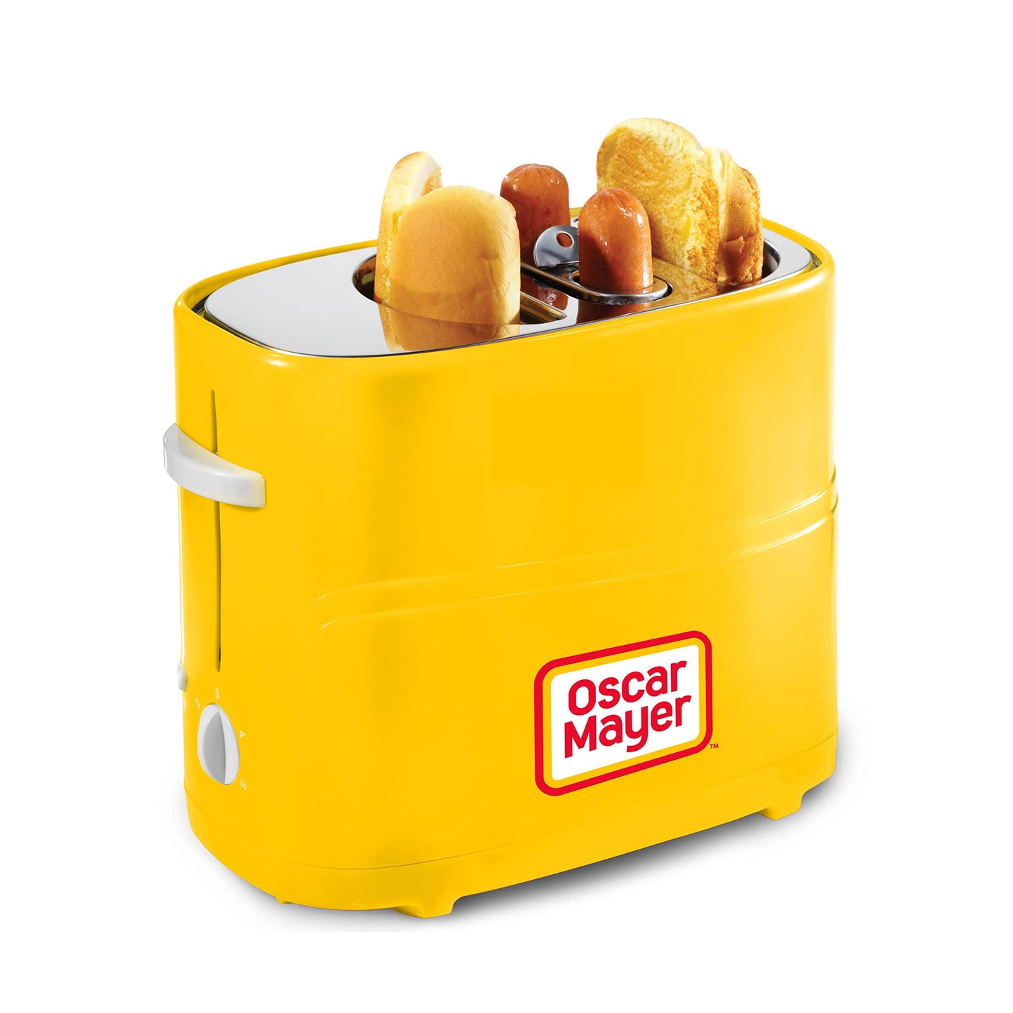 Nostalgia 2 Slot Hot Dog and Bun Toaster with Mini Tongs, Retro Toaster, Cooker that Works Chicken, Turkey, Veggie Links, Sausages Brats, Metallic Red