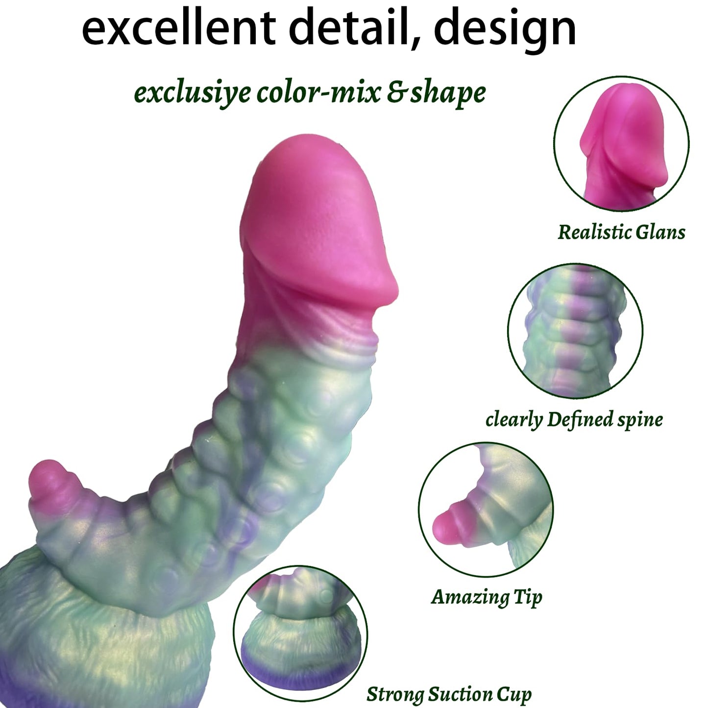 7.2" Creature Cocks Dildo, Realistic Monster with Strong Suction Cup for Hands-Free Pleasure, Dog Knot Silicone Dildo Soft Lifelike Dick for Beginner & Couples Anal Vaginal Sexy Play.