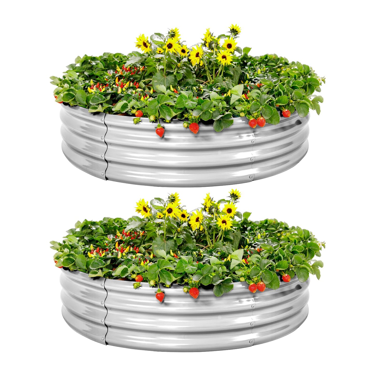 Land Guard Galvanized Raised Garden Bed Kit, Galvanized Planter Raised Garden Boxes Outdoor, Round Large Metal Raised Garden Beds for Vegetables ……