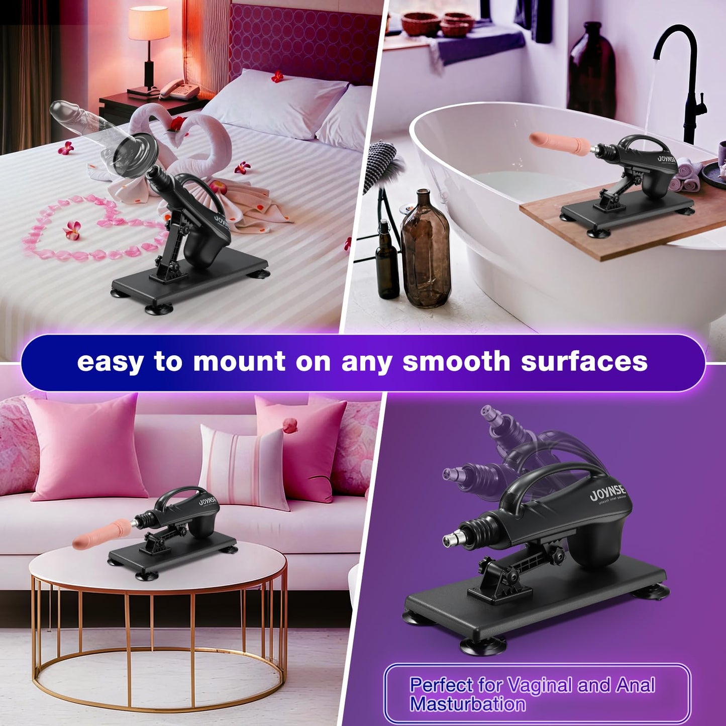 Sex Machine Joynse Automatic Fuck Machine with 3 Attachments, Thrusting Dildo Machine with Suction Cup Adapter, 3XLR Connector Love Machine Adult Sex Toys for Men Women