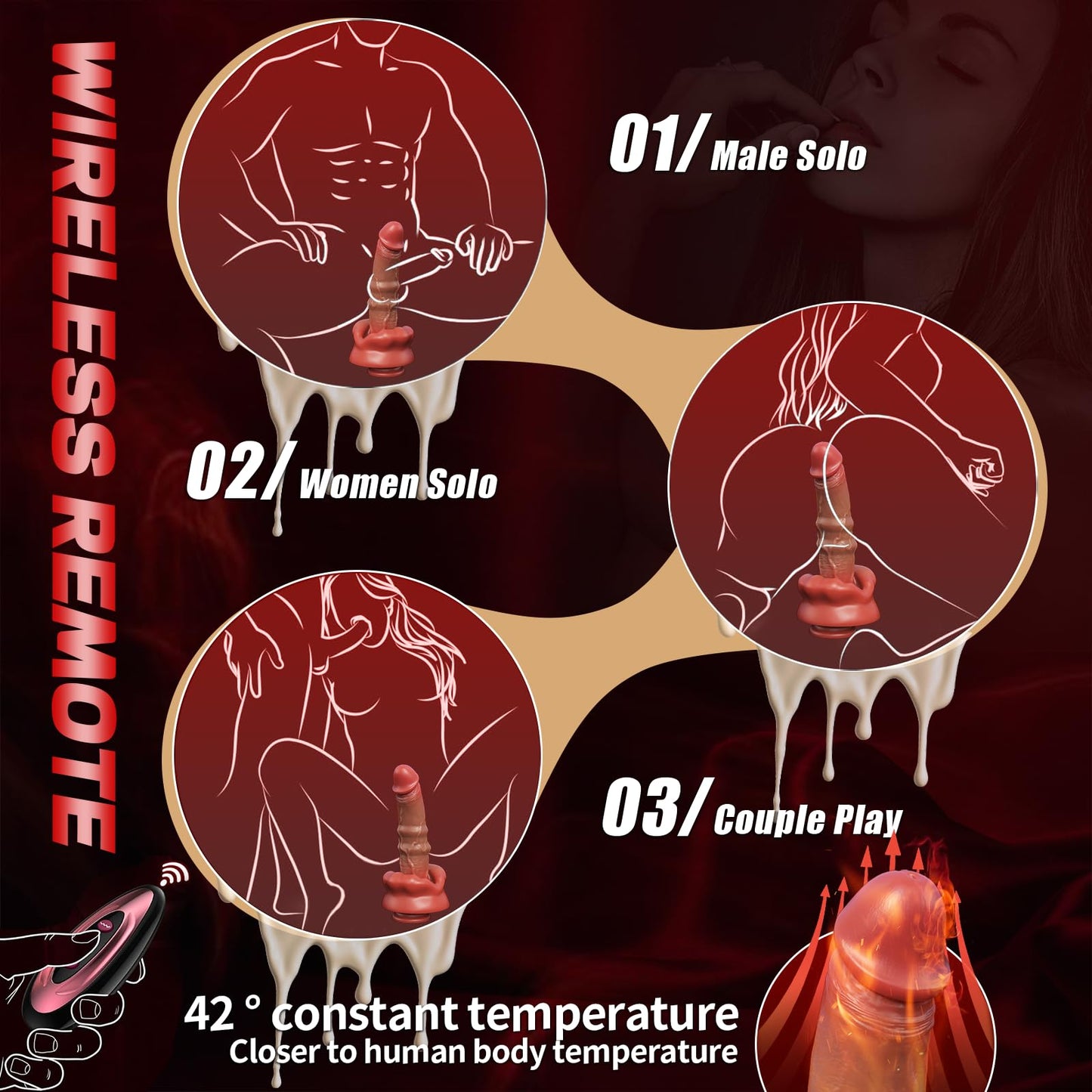 Thrusting Dildo Vibrator Sex Toys - 9.25 inch Realistic Dildos with 8 Sliding & 10 Rotating & Heating for G-spot Anal Toy Suction Cup Thick Silicone Penis Adult Sex Toys for Women Men and Couple