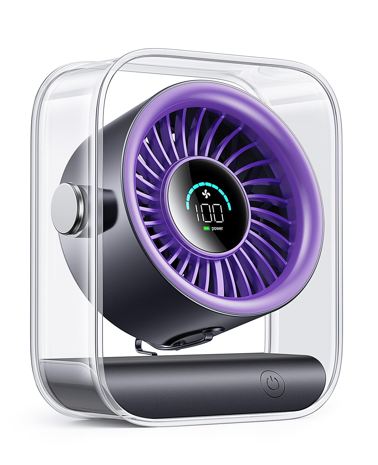 DIGIX USB Rechargeable Desk Fan, Small Portable Table Fan with 100 Speeds Turbo Airflow, 90° Tilt Quiet Desk Fans for Bedroom with LED Display, Personal Cooling Fan for Travel Office Camping