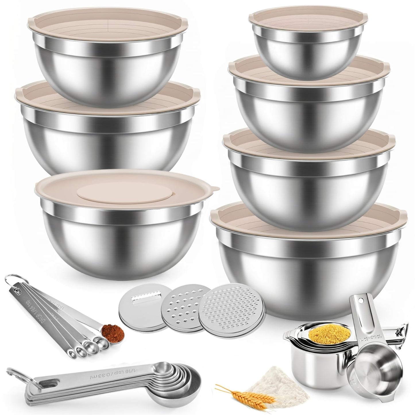 YUNNKEEY Mixing Bowls with Lids Set