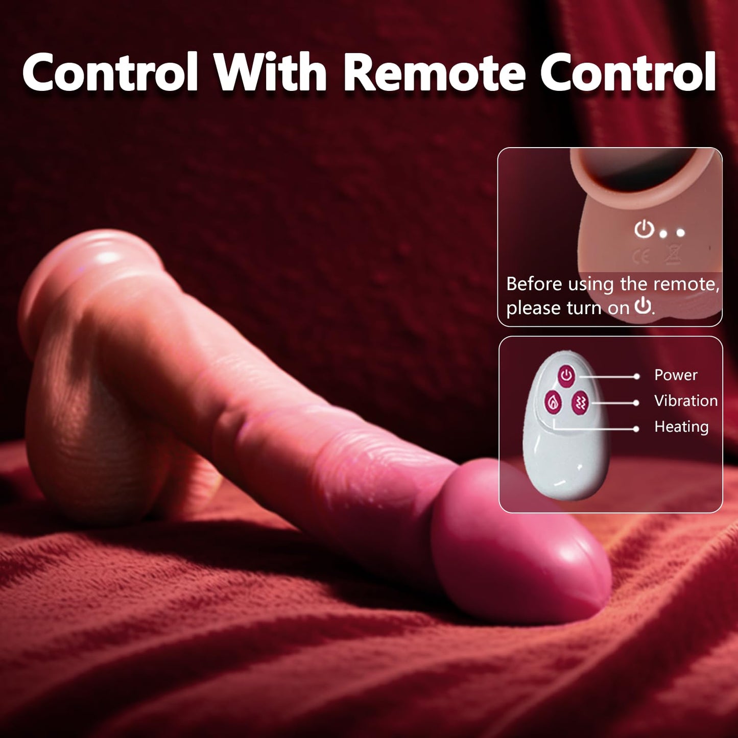 Realistic Thrusting & Heated Silicone Dildo, 5-in-1 Vibrating Sex Toy Machine with Suction Cup, Automatic Remote Dildo Vibrator for Women, Anal & G-Spot Stimulation, Female Kinky Sex Toy Game