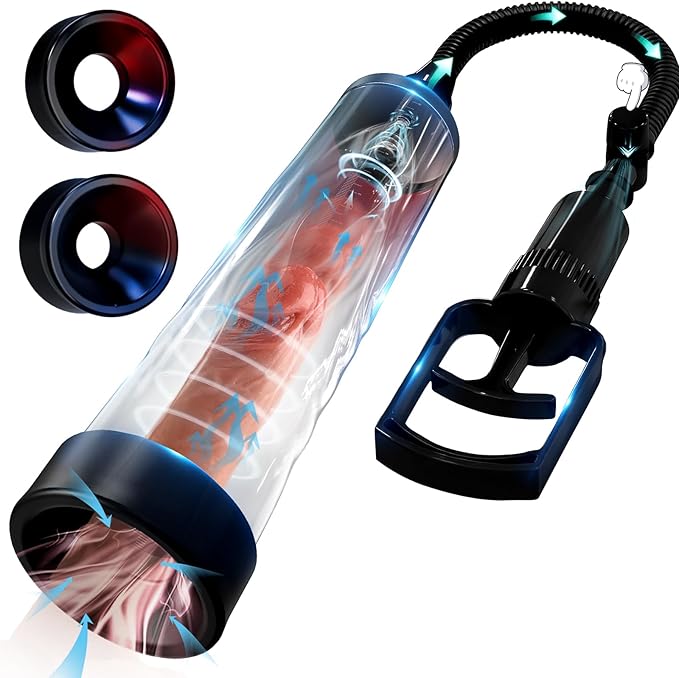 Penis Pump with Silicone Base Ring, Quilloria Manual Vacuum Penis Extender Male Masturbator, Sex Toys Sexual Stimulation Device for Erection, ED, Adult Male Sex Toys for Men (Regular Style)