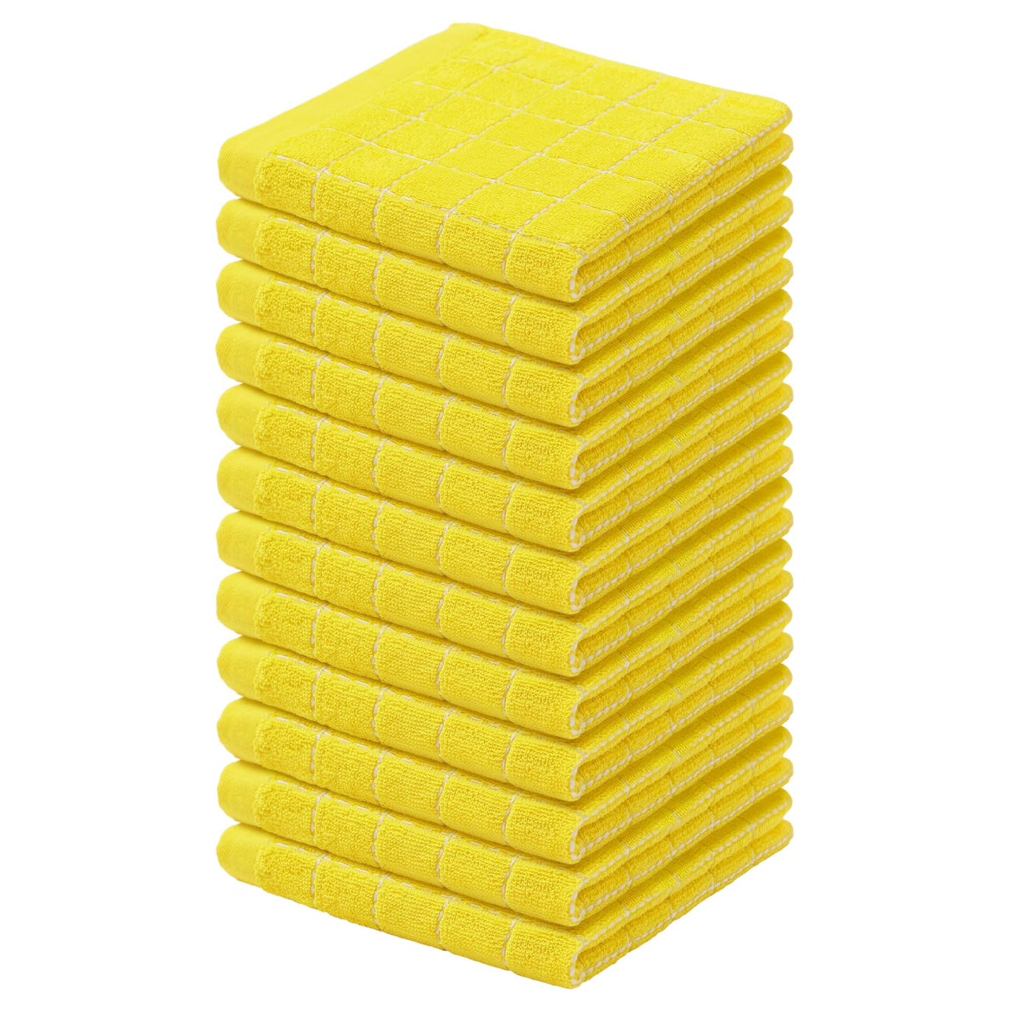 Homaxy 100% Cotton Terrycloth Check Design Dish Cloths & Dish Towels, Soft and Absorbent, Perfect for Kitchen Drying and Washing