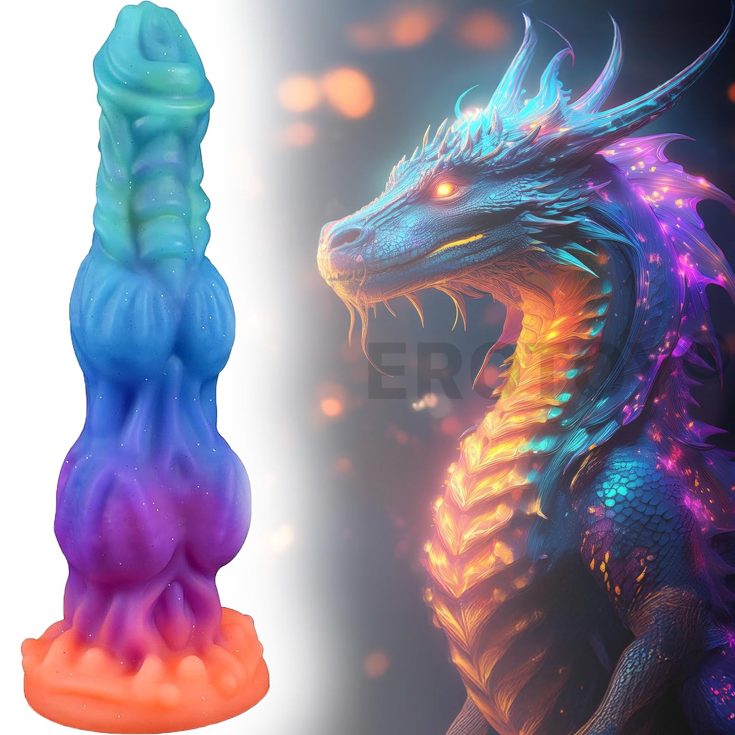 Fantasy Monster Dildo with Balls U & G-spot Dragon Dildo with Suction Cup, Long Anal Plug Adult Sex Toys & Games for Women Men Couples