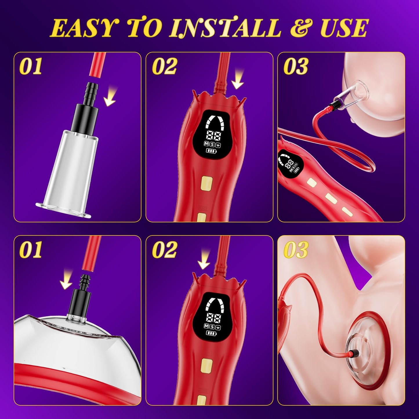 Pussy Pump Electric Rose Clitoral Pump - Vagina Nipple Sucking Toys for Women, 3 Suction Levels & 3 Modes Vacuum Sex Toy, 2 Clit & 5 Nipple Suckers, BDSM Rose Toys Kit for Female Couple Adult Sex Toys