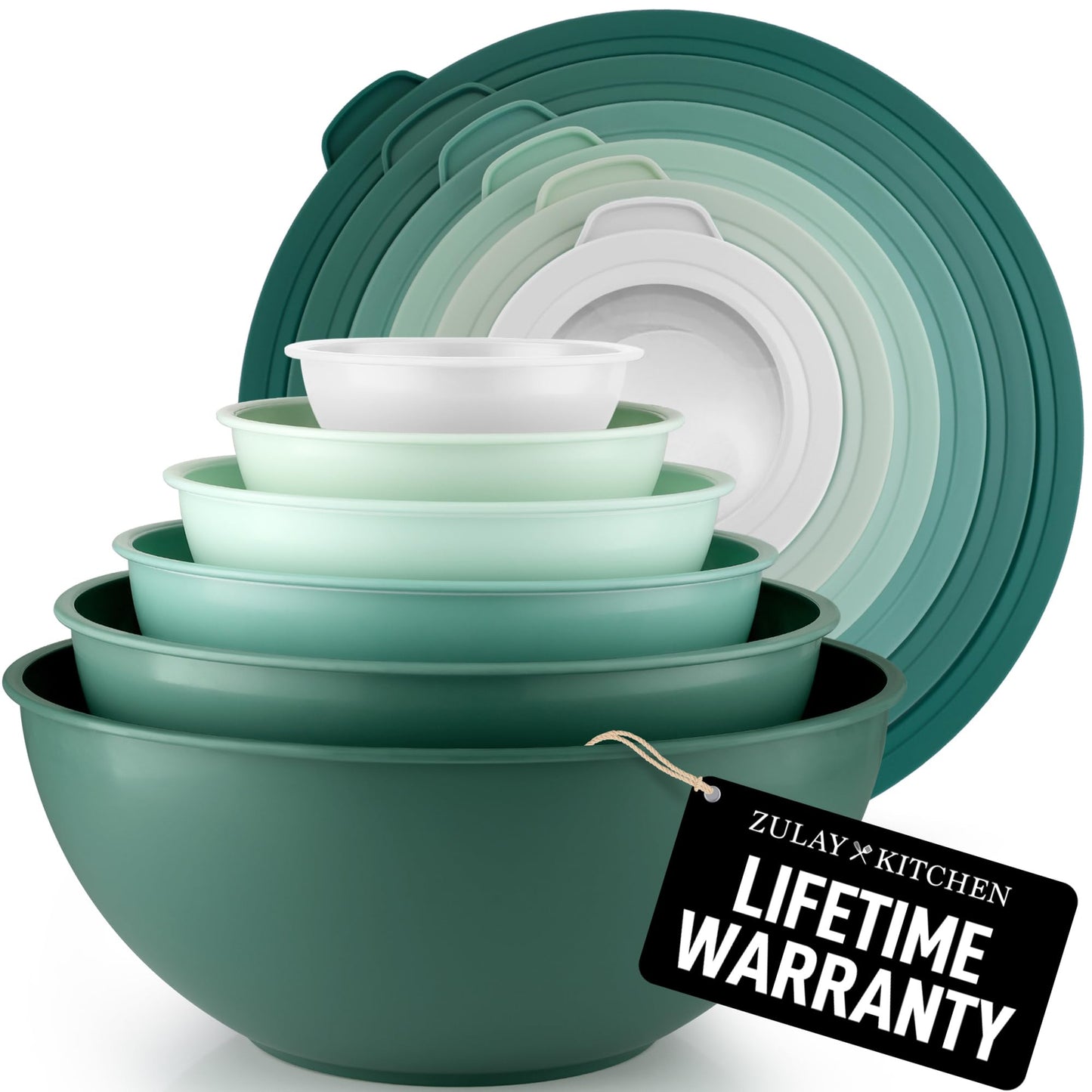 Zulay Kitchen Piece Plastic Mixing Bowls with Lids Set