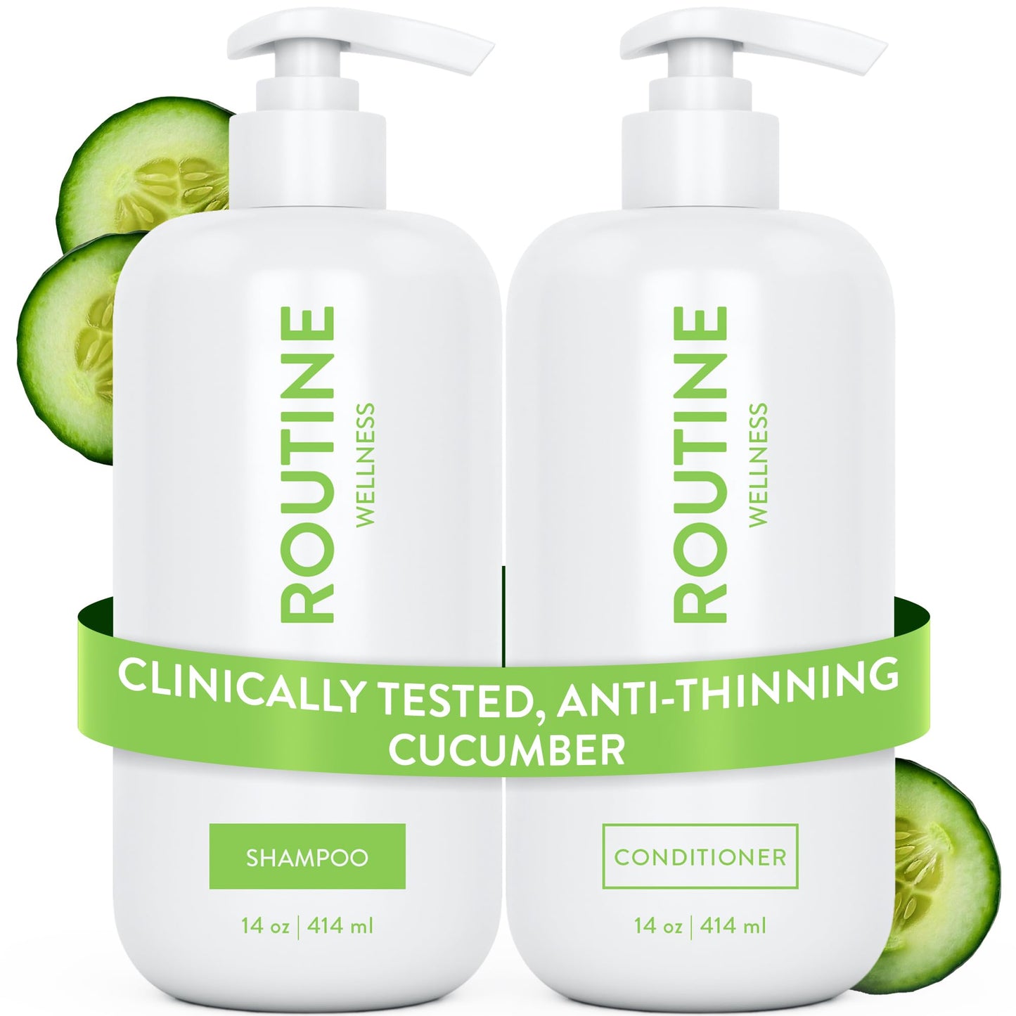 Routine Wellness Anti-Thinning Shampoo and Conditioner Set for Thinning Hair - Biotin DHT Blocker Women & Men - Color Safe Shampoo for Hair Loss & Healthier Hair - Set