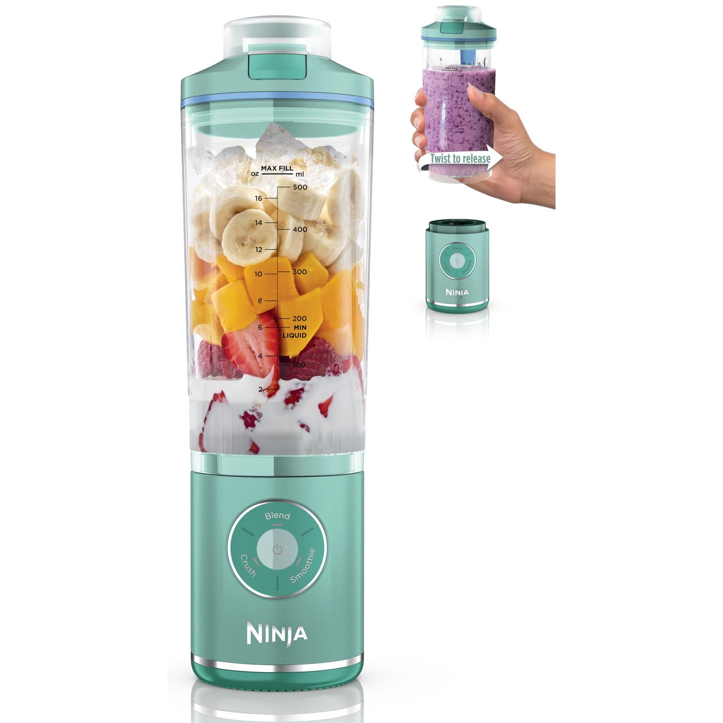 Ninja Blender, Blast Max, Cordless, Personal Blender for-Smoothies, Frozen Drinks, Ice Crush, 22 oz. Removable Vessel, Leakproof-Lid, BPA-Free, Dishwasher Safe, Auto-iQ Technology