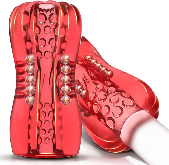 Male Masturbator Sex Toys, Yaluye Male Sex Toy Pocket Pussy, Male Masturbation with 20 Massage Steel Balls, 3D Realistic Texture Channel Penis Training Sex Toys for Men, Adult Sex Toys & Games (Red)