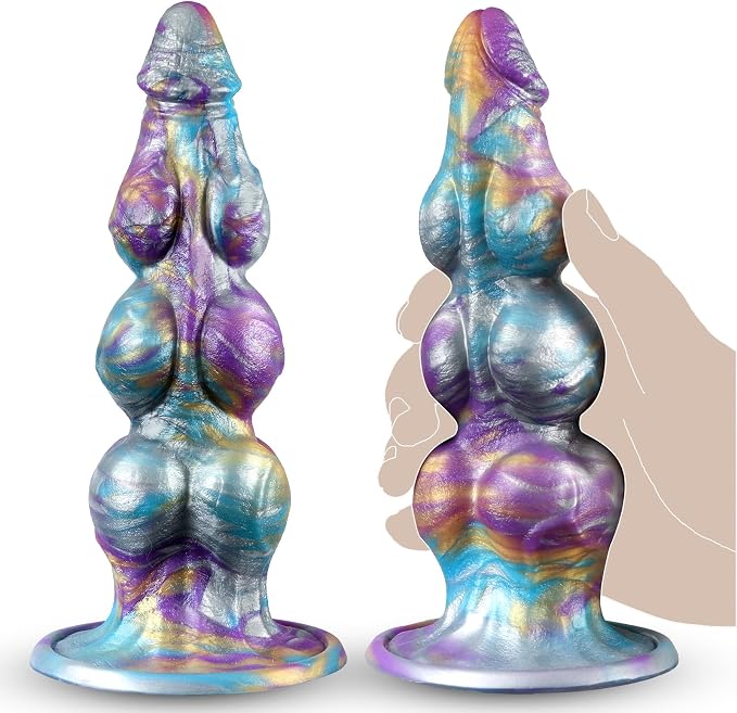 Fantasy Monster Knot Dildo Beginner with Suction Cup, 7.5in Soft Silicone Realistic Slim Small Anal Dildo with 3 Dog Knots, Dragon Horse Alien G-spot Dildos Penis Strap on Sex Toy for Men Women
