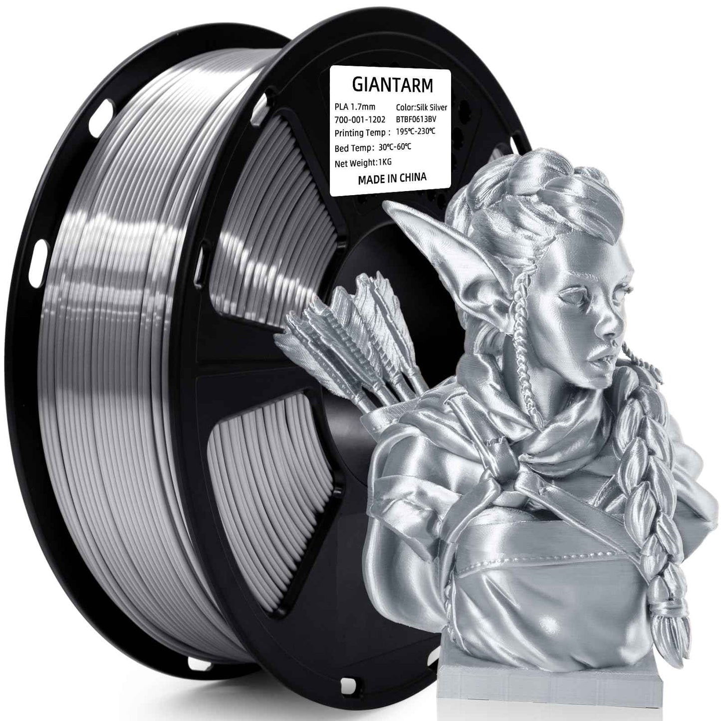 GIANTARM 3D Printer PLA Filament, Glitter Blue Filament, 1.75mm Dimensional Accuracy +/-0.03mm, 1080 Feet per Roll, Vacuum Packaging, for Most 3D FDM Printer