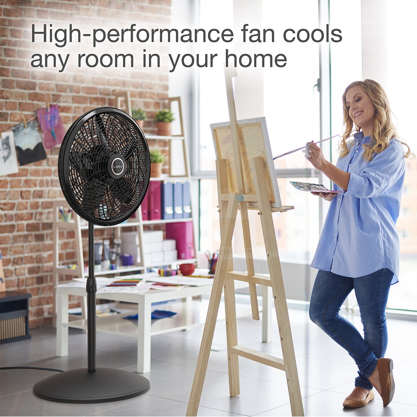 Lasko U12104 High Velocity Pro Pivoting Utility Fan for Cooling, Ventilating, Exhausting and Drying at Home, Job Site and Work Shop, 12.2 x 9.6 x 12.3 inches, Black 12104