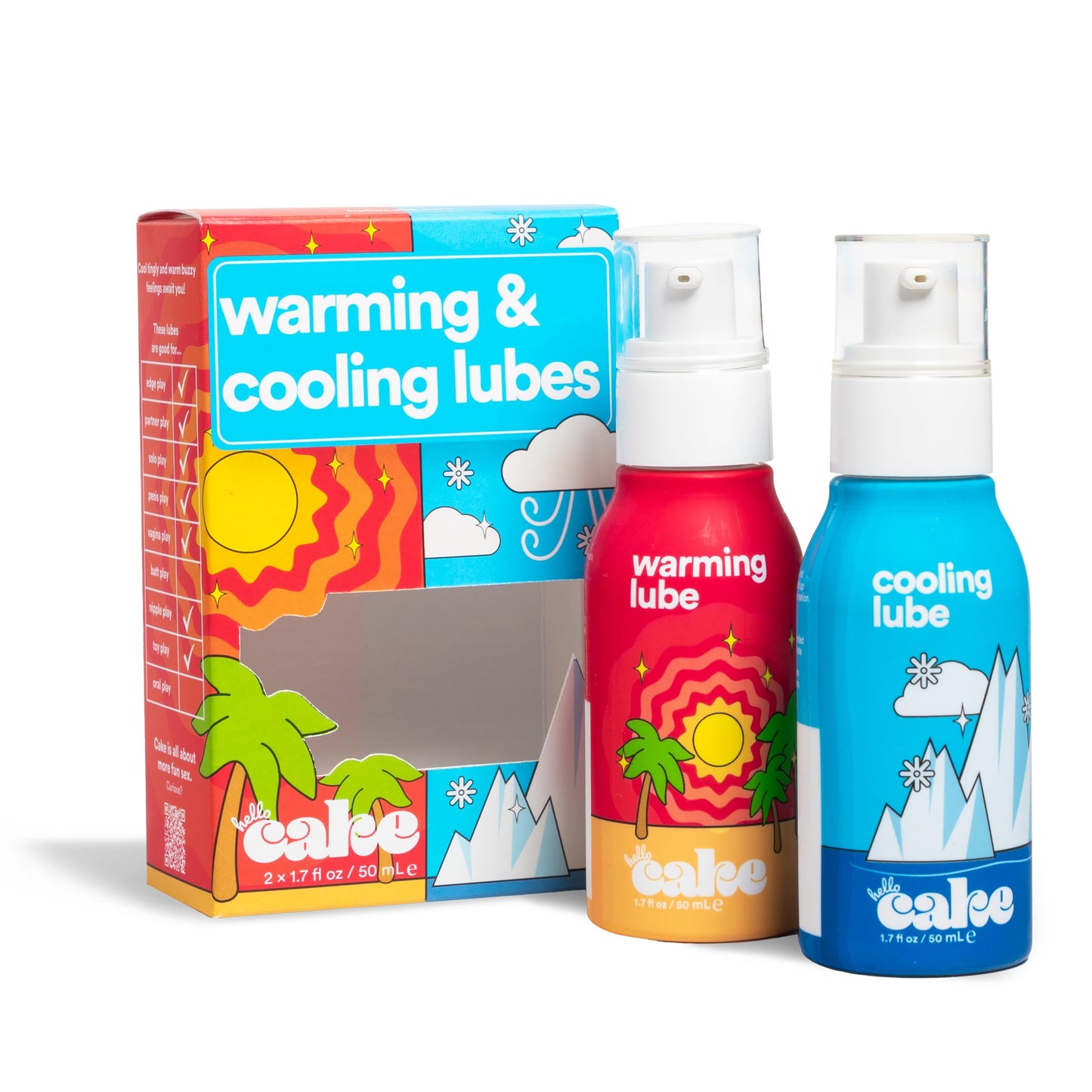 Hello Cake Warming & Cooling Personal Lubricant - Water-Based Sensations Lube for a Tingling & Steamy Experience - Condom Compatible Lubricant for Men, Women, & Couples, 1.7 fl oz
