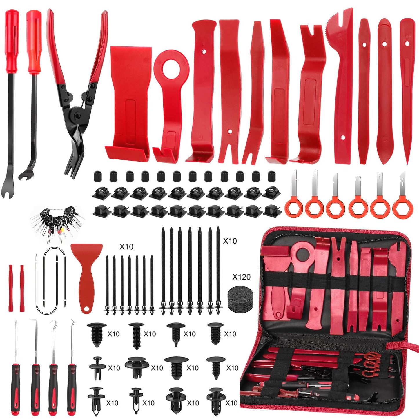 JNLK 352pcs Trim Removal Tool, Pry Tool, Door Panel Removal Tool Kit, Clip Tool, Fasteners Removal Tool with Car Retainer Body Clips Set