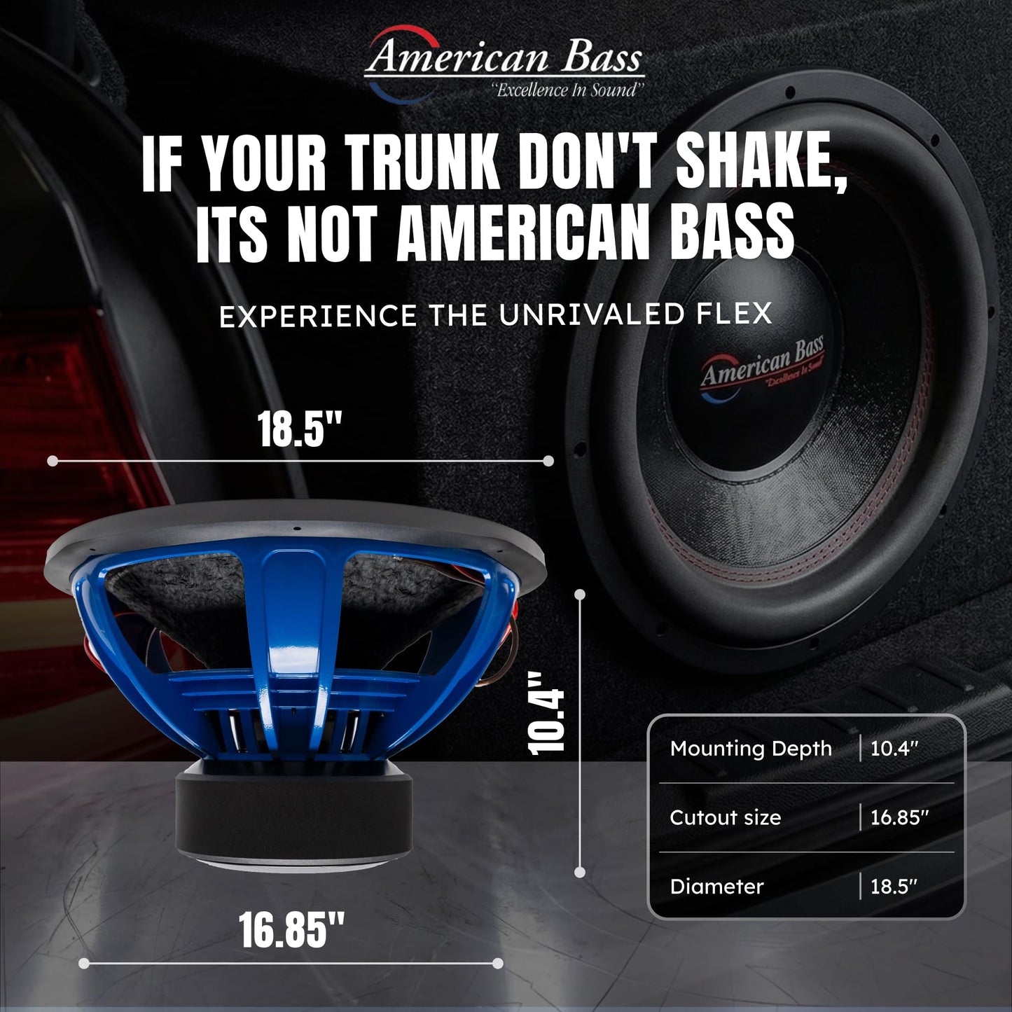 American Bass HD 18 Inch Car Subwoofer – 2 Ohm 4000 Max Watts - High Power Subwoofer Speaker with Deep Bass Performance, Premium Audio Upgrade for Cars, Trucks, and SUVs, Durable 18" Subwoofers