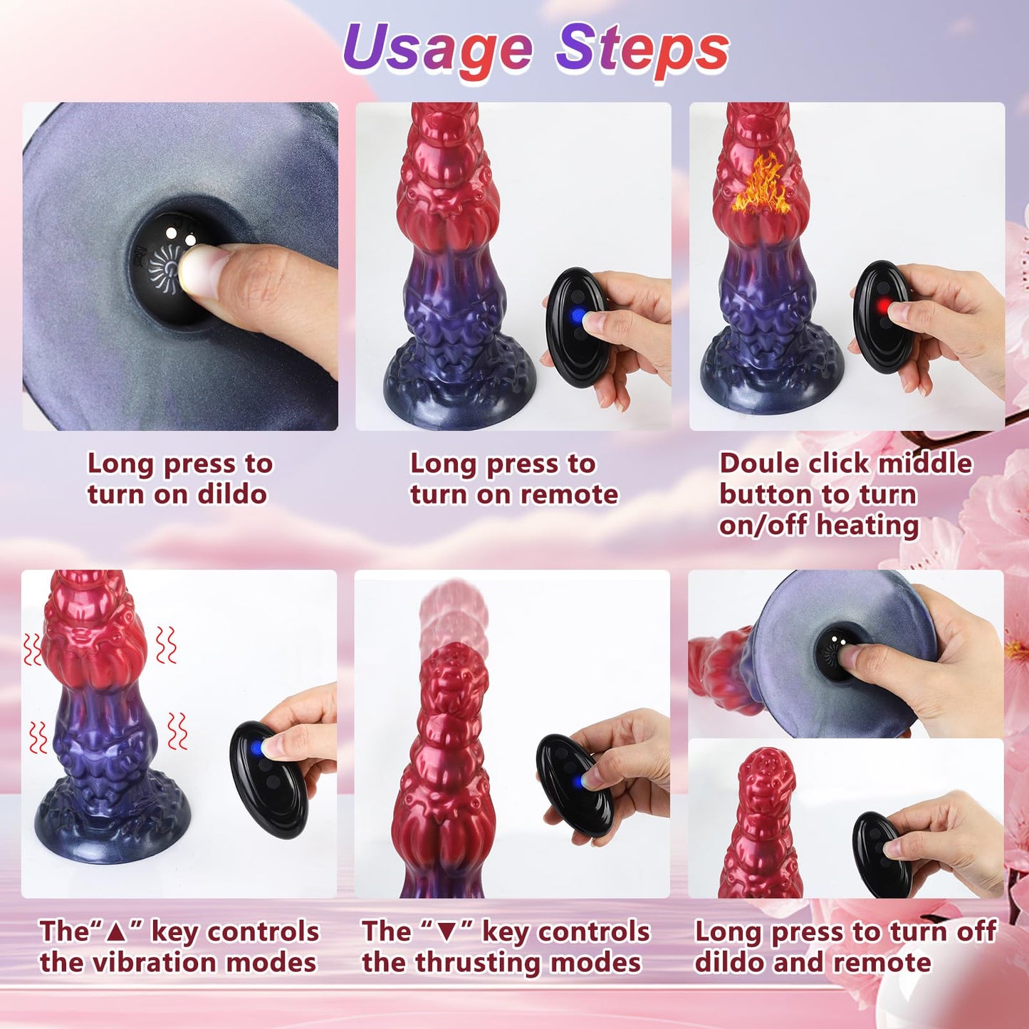 Thrusting Dildo Monster Huge Dildo Vibrator, Adult Sex Toys for Women with Strong Suction Cup, Remote Control Heated Anal G Spot Dildo