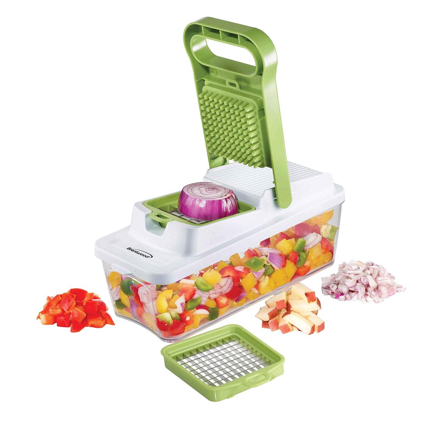 Brentwood Food Chopper and Vegetable Dicer with Storage Container and Stainless Steel Blades