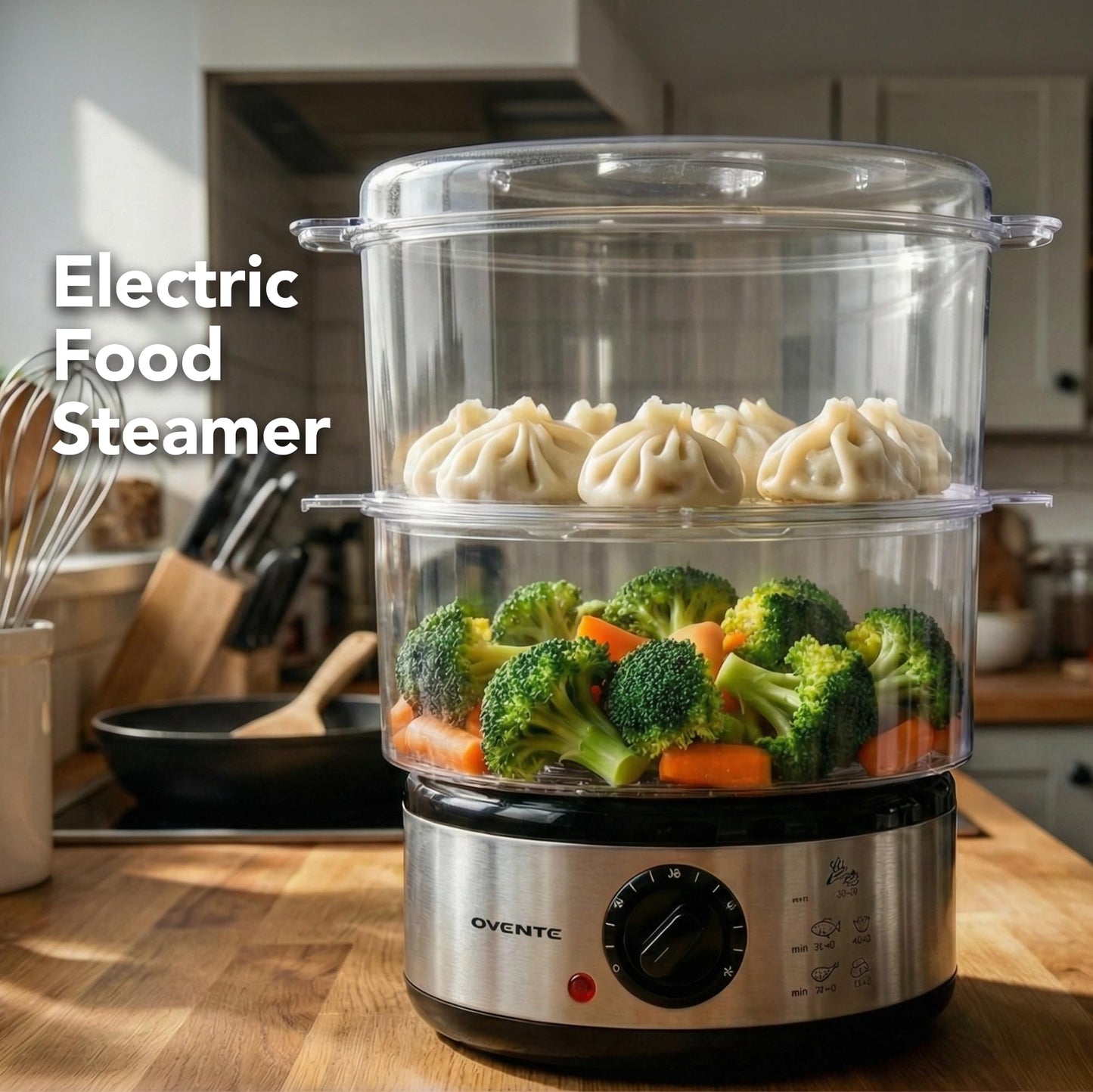 OVENTE 2-Tier Electric Food Steamer,