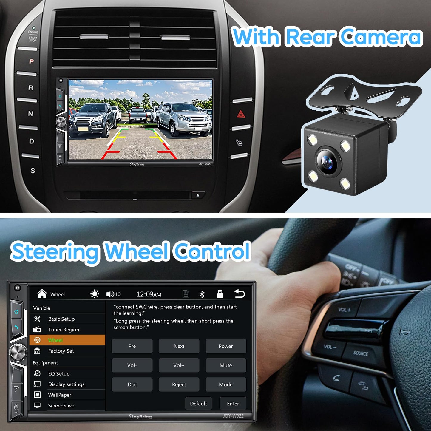SJoyBring Upgrade Wireless Double Din Car Stereo with CarPlay, Android Auto, Bluetooth, 4-Channel RCA,Car Radio Receiver