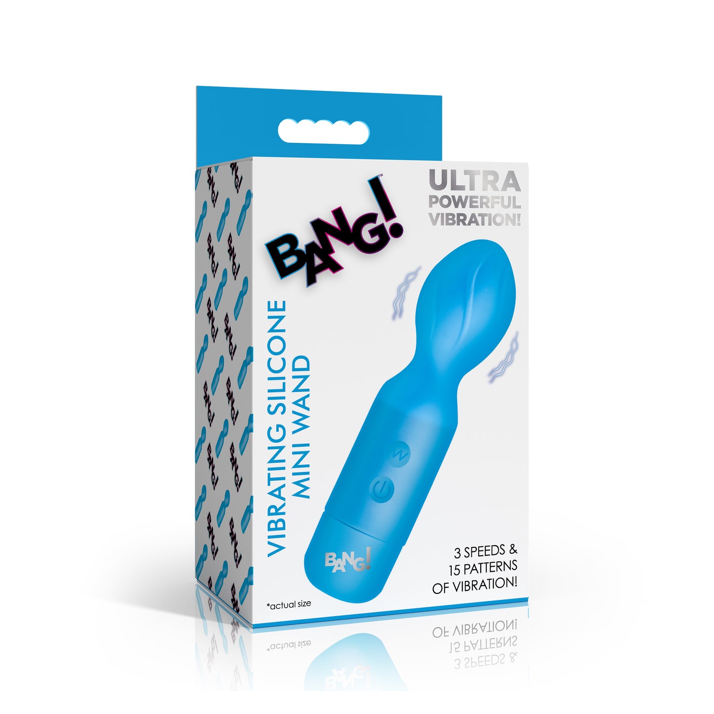 Bang! 18X Vibrating Silicone Mini Wand Textured Head Blue