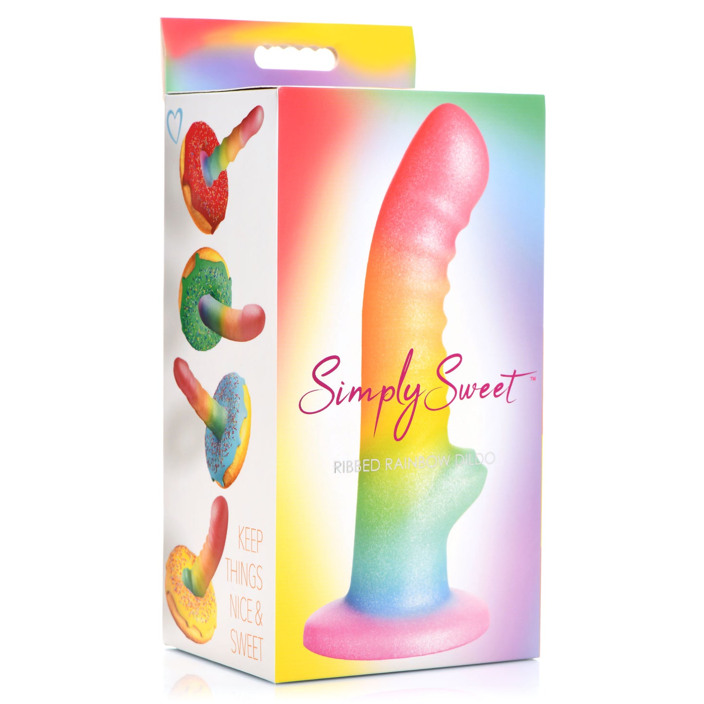 Simply Sweet Ribbed Rainbow Silicone Dildo 6.6 inch
