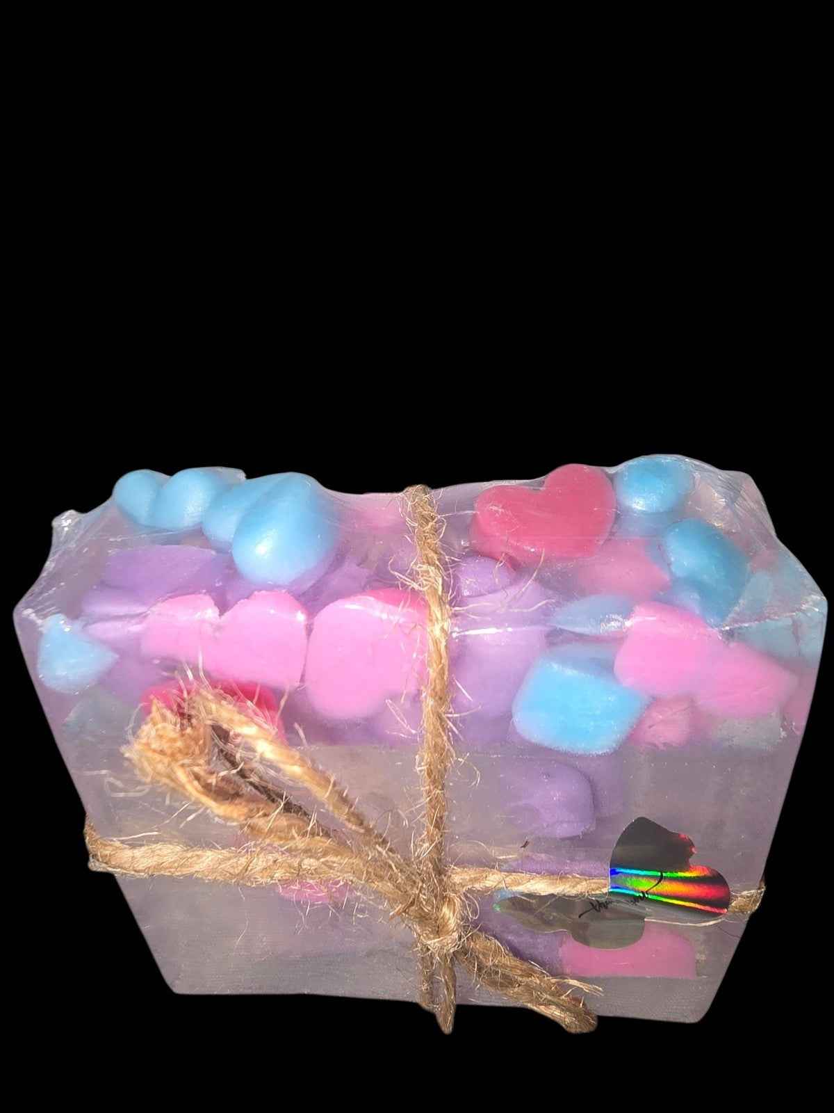 Toasted Love Drops Soap Handmade Clear Glycerin Heart Embed Toasted Marshmallow