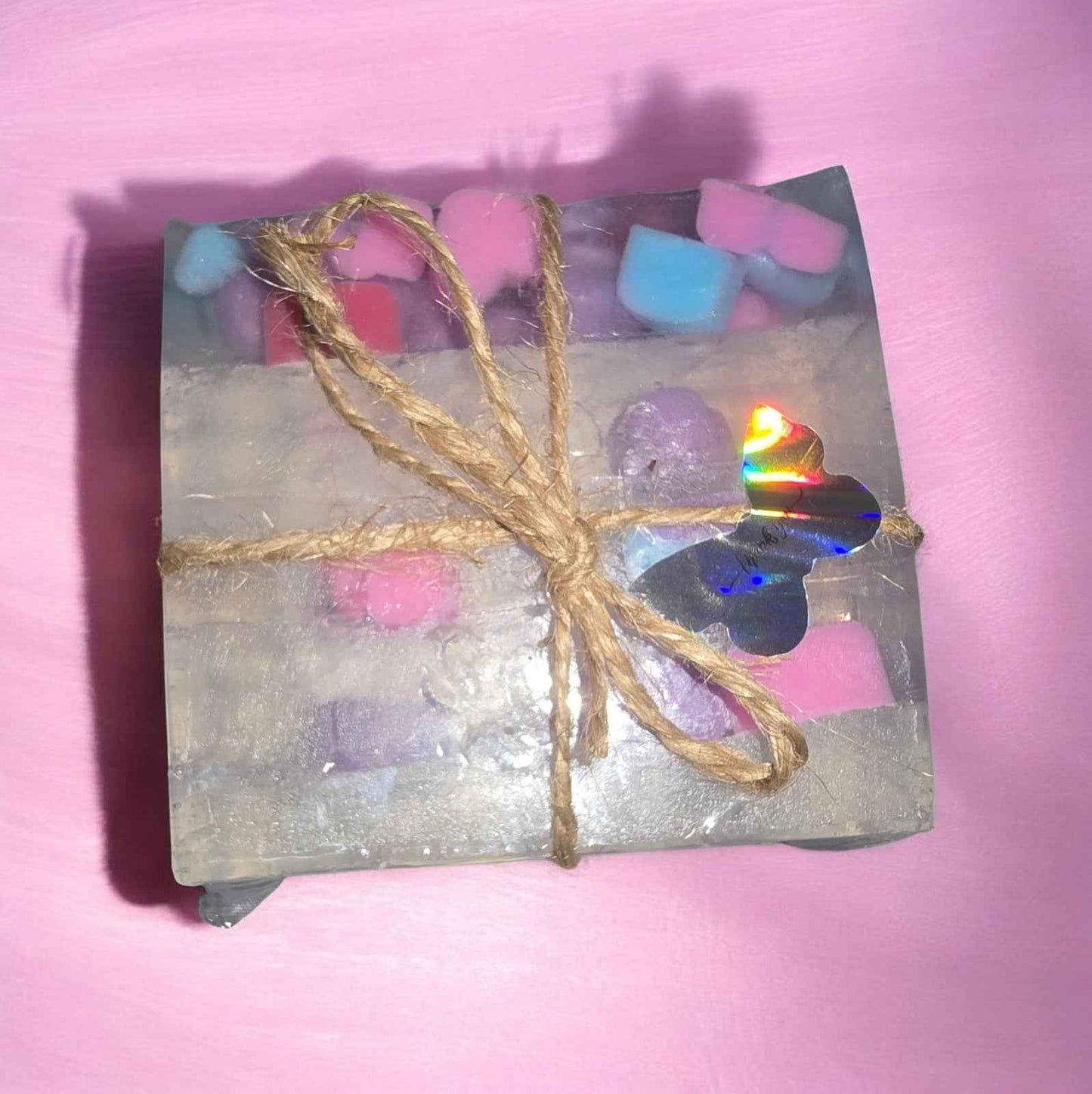 Toasted Love Drops Soap Handmade Clear Glycerin Heart Embed Toasted Marshmallow