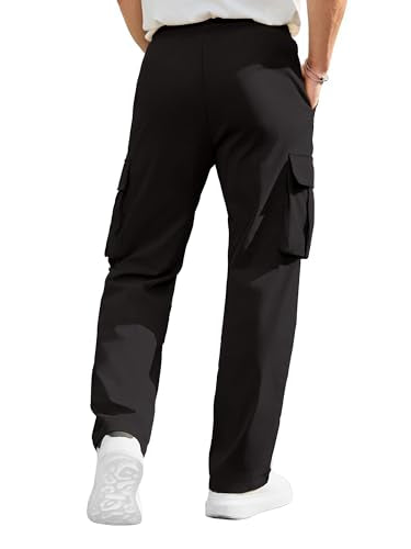 PLEPAN Men's Casual Cargo Pants Drawstring Hiking Workout Tactical Joggers Sweatpants for Men with Pockets