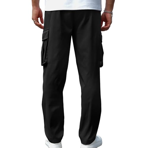 Mancozy Men's Casual Cargo Sweatpants Waist Drawstring Joggers Tactical Loose Fit Pants for Men with Multi Pockets