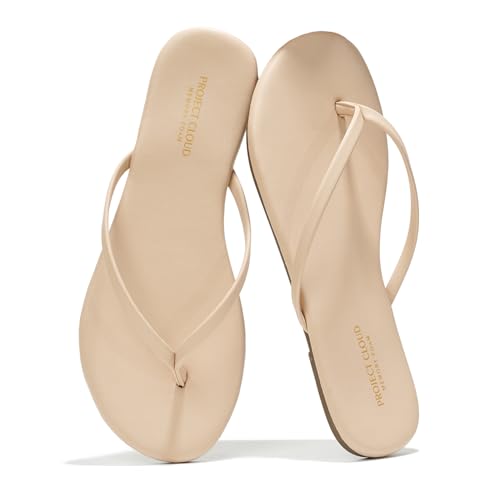Project Cloud Flip Flops for Women Footwear- Lightweight and Memory Foam Insole Sandals for Women 2026 - Durable Non-Slip Beach Essentials Flats for Women Sandals (Foundations)