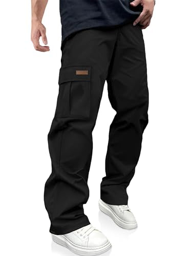 PLEPAN Men's Casual Cargo Pants Drawstring Hiking Workout Tactical Joggers Sweatpants for Men with Pockets