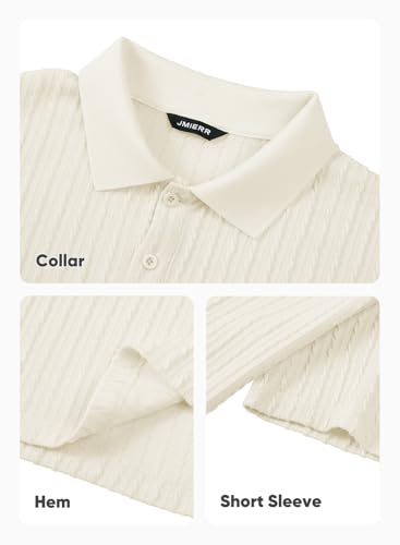 JMIERR Mens Casual Polo Shirt Summer Short Sleeve Vacation Button Beach Knit Stretchy Golf Shirts