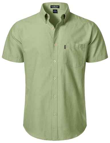 LucMatton Men's Oxford Short Sleeve Button Down Shirt Summer Casual Midweight Regular fit Dress Shirts with Pocket
