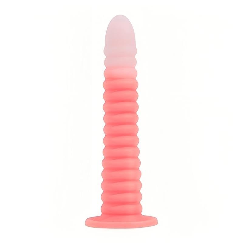 Pink Fantasy Anal Plug,Premium Liquid Silicone Colorful Glowing Penis Toy for Vaginal and Anal Sex,Equipped with Strong Suction Cups for Women Men Couples.